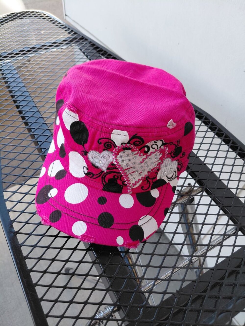 KBETHOS Pink Rhinestone Heart Beret Styled Cap Women’s M/L Y2K McBling Bling Hat - Picture 2 of 4